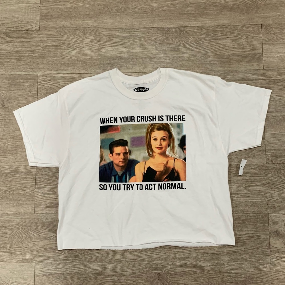 White Clueless graphic crop top. Size M/L